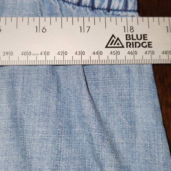 Anthropologie Dress Size S Blue Chambray Halter Embroidered Sleeveless Trapeze - Picture 5 of 9